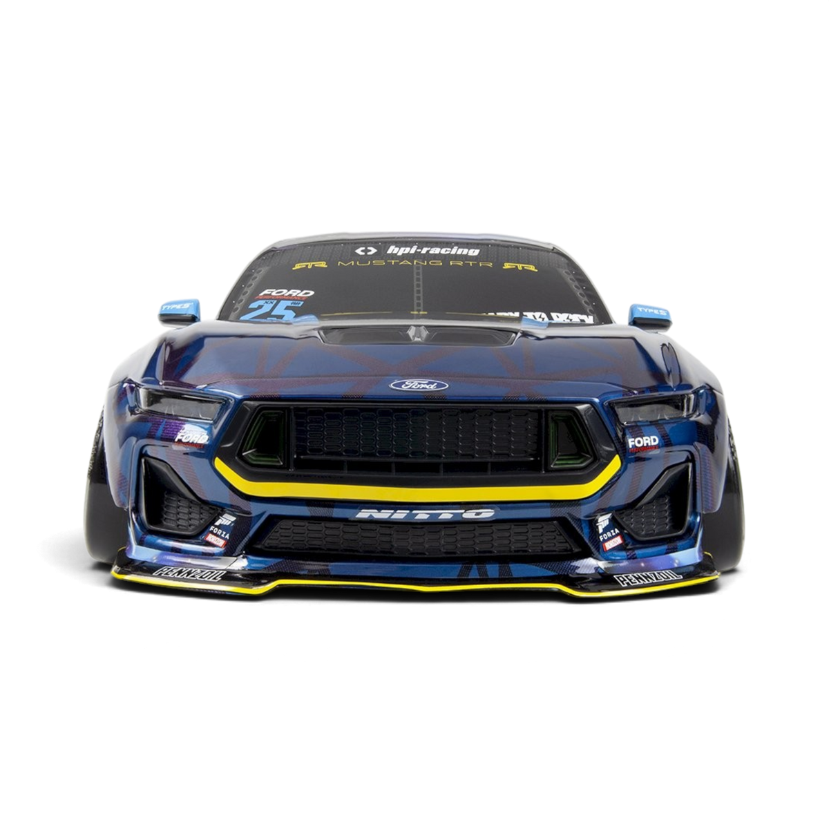DriftParadiZ Ford Mustang GT RTR S650-kaross målad i blå polykarbonat med racingdetaljer för RC i skala 1/10