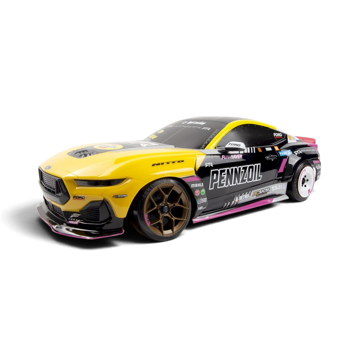 DriftParadiZ Ford Mustang GT RTR S650-kaross målad i gult och svart för RC drift-bil 1/10 i polykarbonat