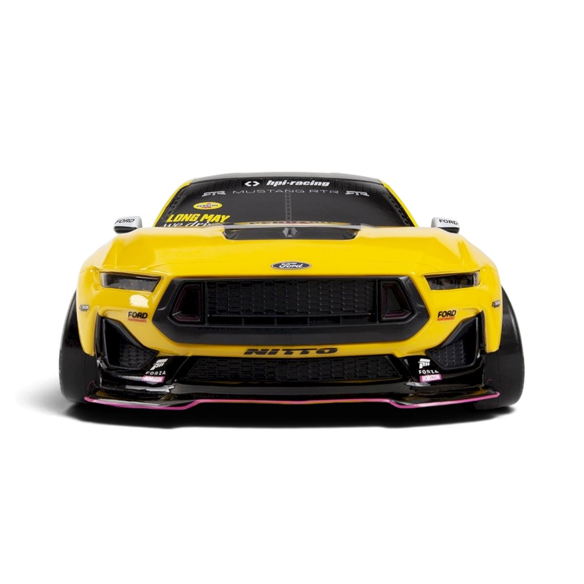 DriftParadiZ Ford Mustang GT RTR S650 gul kaross målad och dekorerad för RC drift-bil 1/10