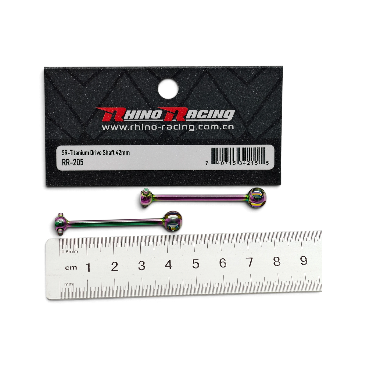 Cardans SR en titane CVD de 42 à 46 mm de RhinoRacing, léger et durable pour voitures RC.