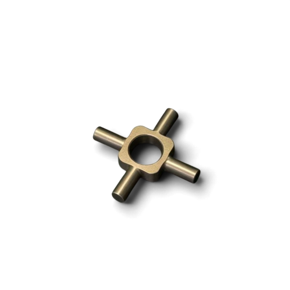 Croix TCD de support d’engrenages RhinoRacing, pièce mécanique robuste pour transmission, avec détails métalliques visibles.