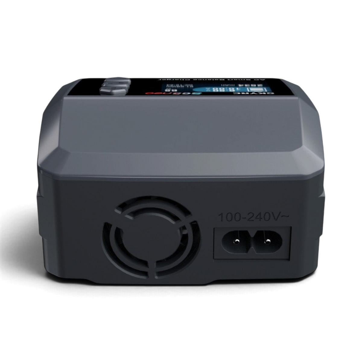 Chargeur SkyRC S65neo DriftParadiZ compact 65W avec écran couleur et ventilateur intégré, vue arrière