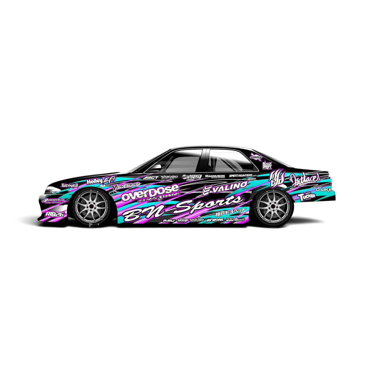 Autocollant de décoration complète Bn Sports V2 de la marque Black Drift Stickers, noir, pour personnalisation de voiture.