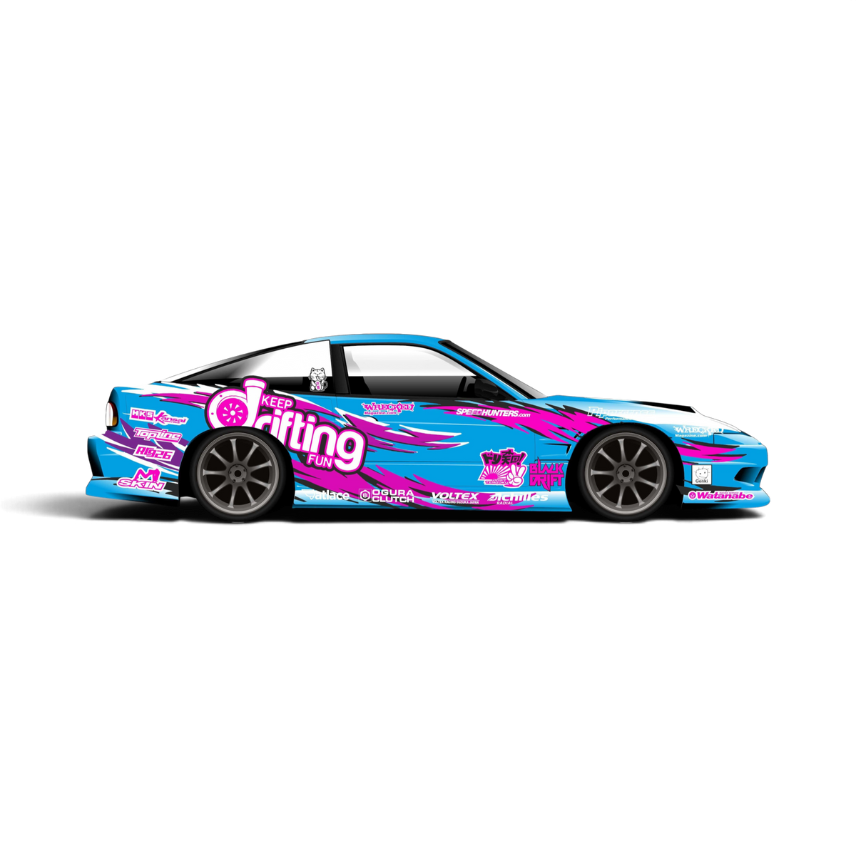 Autocollant décoration complète BlackDrift pour drifting, avec motif noir et design dynamique, parfait pour voitures.