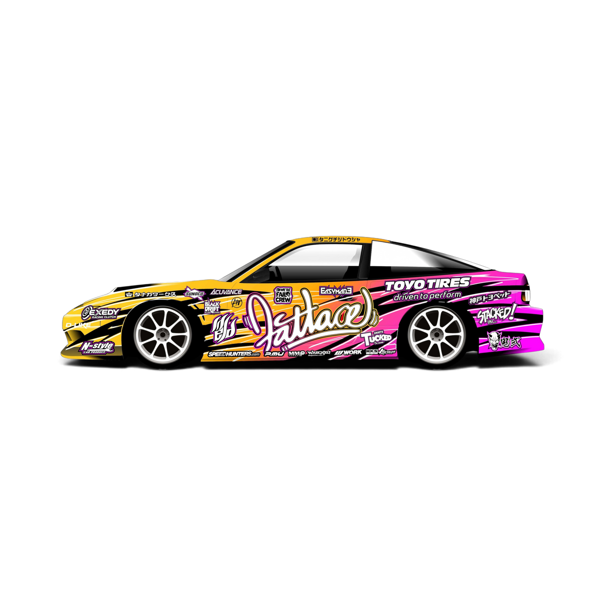 Autocollant de décoration complète Fatlace V2 de Black Drift Stickers, design noir avec logo élégant, pour personnalisation de véhicule.