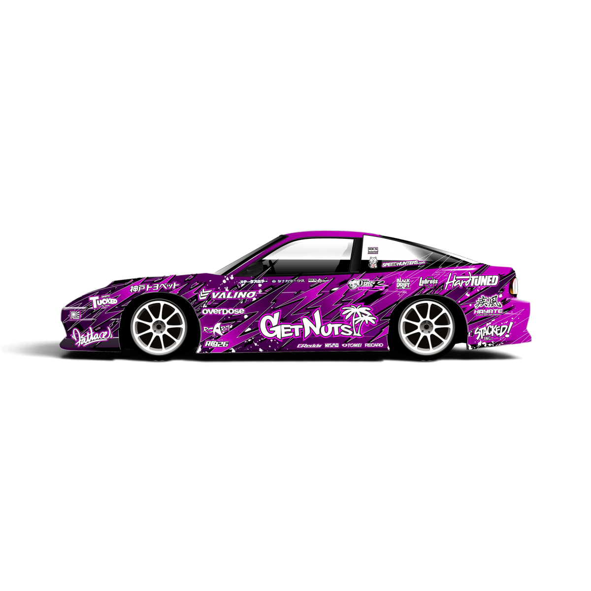 Autocollant de décoration complète Getnuts 3 par Black Drift Stickers, design noir avec motifs graphiques pour voiture.