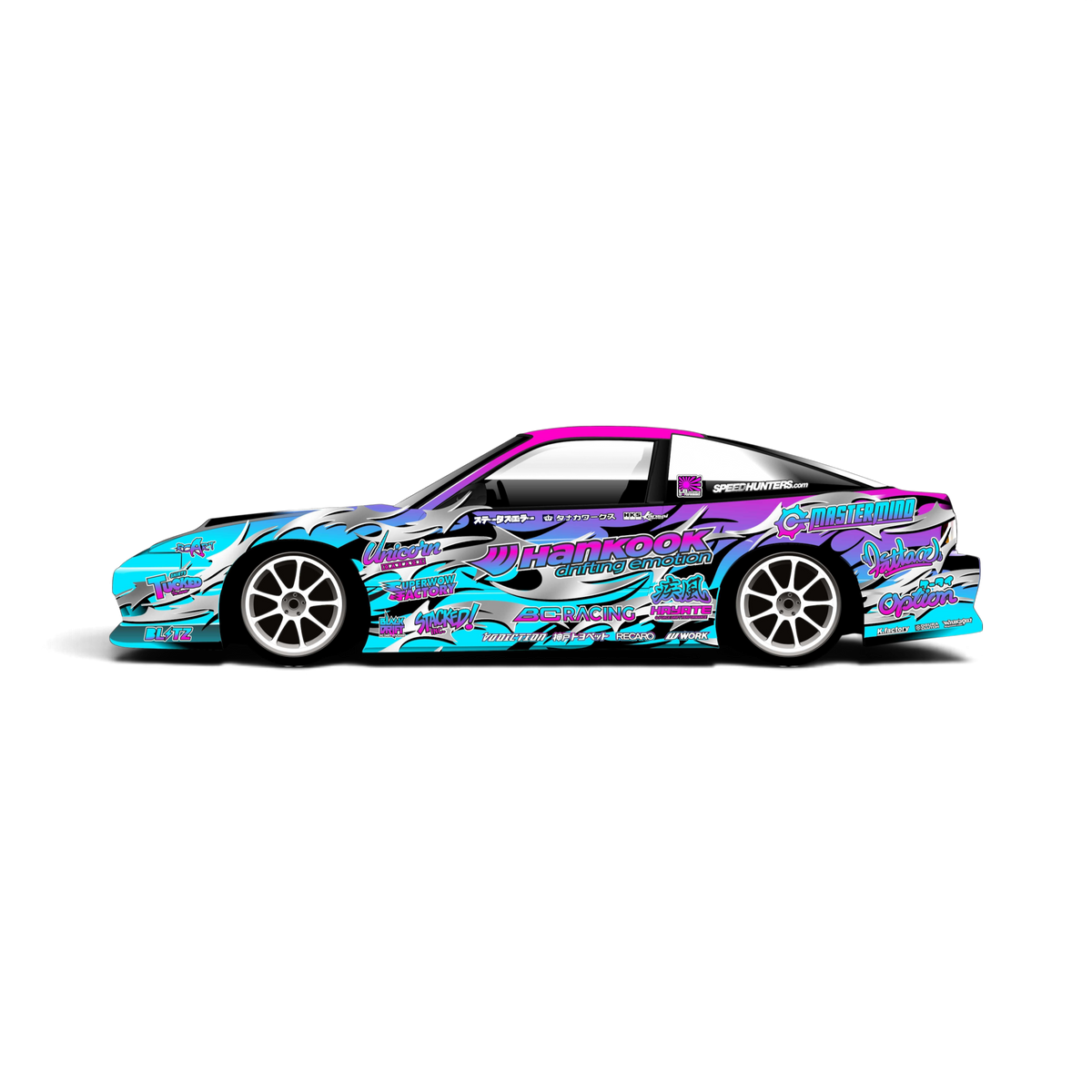 Autocollant de décoration complète Hankook par Black Drift Stickers, design noir avec logo Hankook pour personnalisation de véhicule.