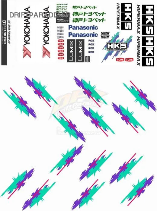 Autocollant de décoration complète HKS en noir, conçu par Black Drift Stickers, pour personnaliser votre véhicule.