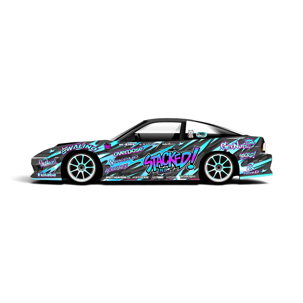 Autocollant noir pour décoration complète Stacked V3 de la marque Black Drift Stickers, avec design détaillé et moderne.