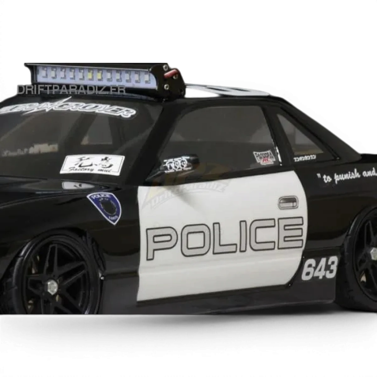 Autocollants Police Pandora RC pour personnalisation de véhicule radiocommandé avec motifs de police, design coloré et détaillé.
