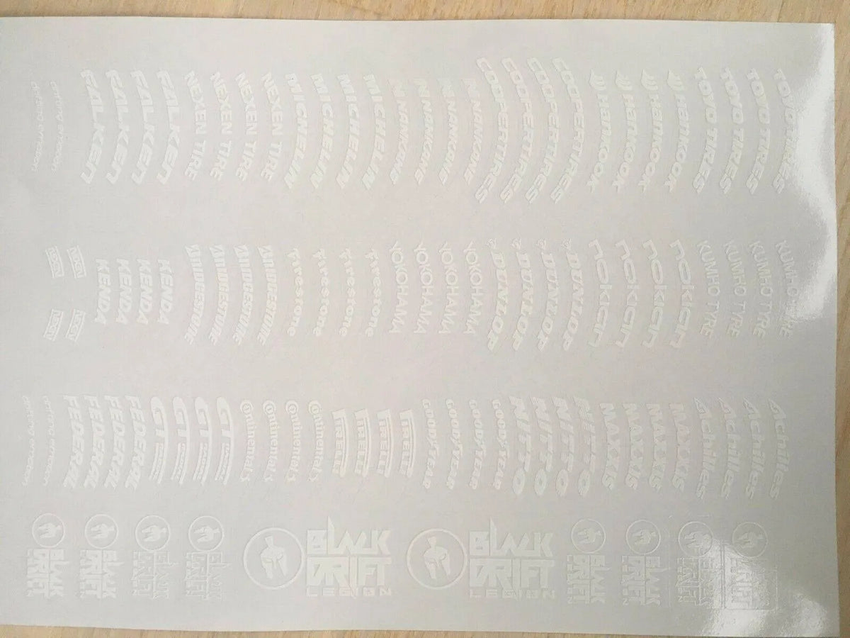 Autocollants pour pneus Black Drift Stickers, ensemble de 47 stickers noirs pour personnaliser les pneus de voiture.