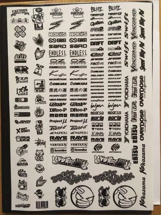 Autocollants sponsors Black Drift Stickers, ensemble de 33 autocollants noirs pour drift et voitures de sport.