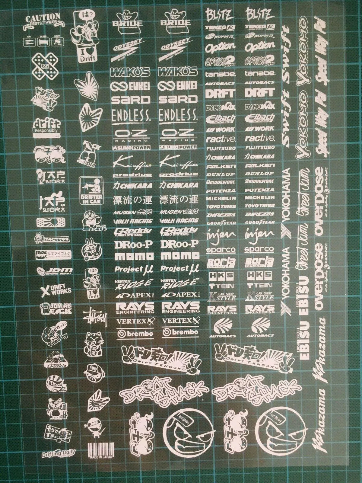 Sponzorské samolepky Black Drift Stickers, sada 38 černých samolepek pro auta a sportovní vozidla.