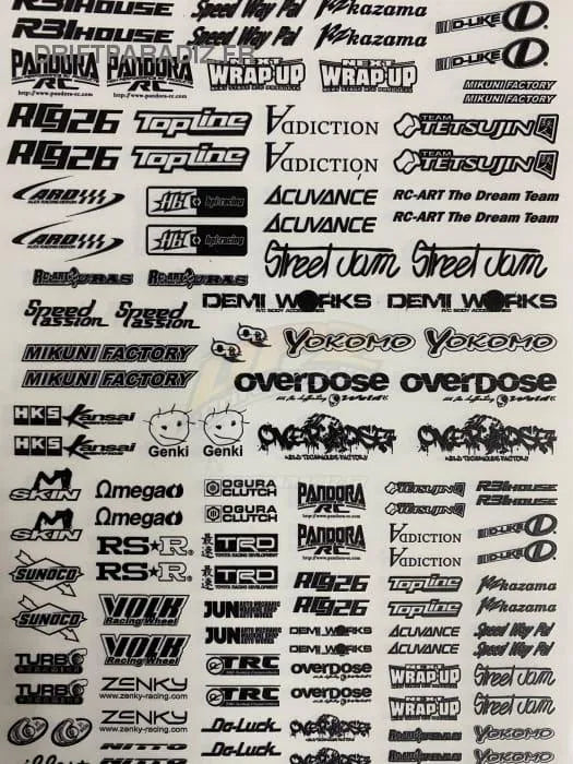 Autocollants sponsors petits de la marque Black Drift, ensemble de 17 autocollants noirs pour décoration de voiture.