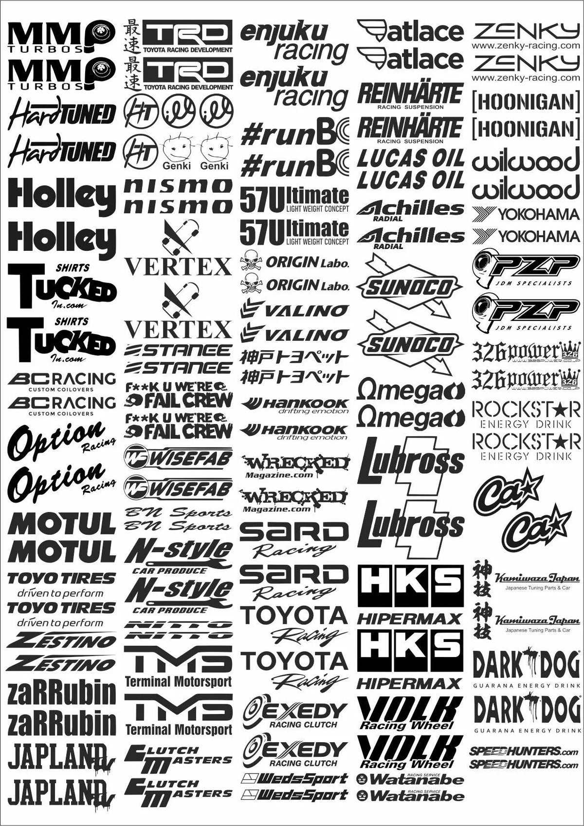 Autocollants sponsors petits de la marque Black Drift Stickers, design noir pour voitures ou surfaces.