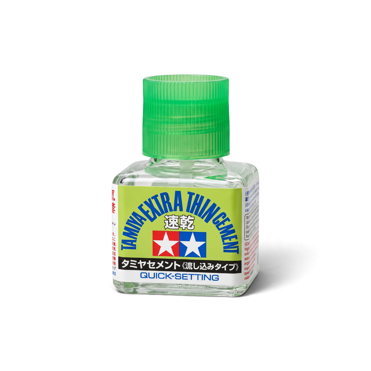 Colle extra-fluide rapide Tamiya dans un flacon de 40 ml, accessoire pour collage précis et rapide.