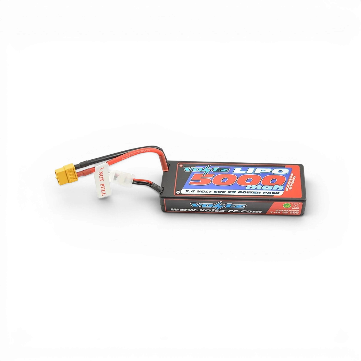 Batterie Lipo Voltz 5000mAh 2S 7.4V 50C avec connecteur XT60 pour électronique et drone.