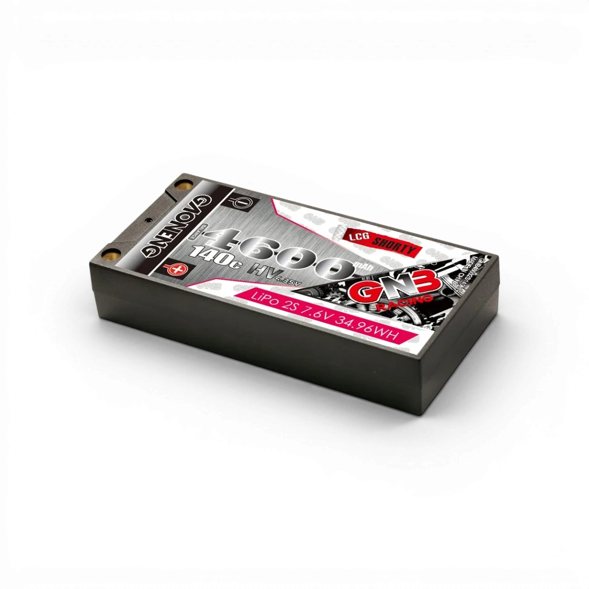 Batterie Lipo LiHV 7,6V 4600mAh 140C Gaoneng pour électronique, modèle LCG court, vue de face.