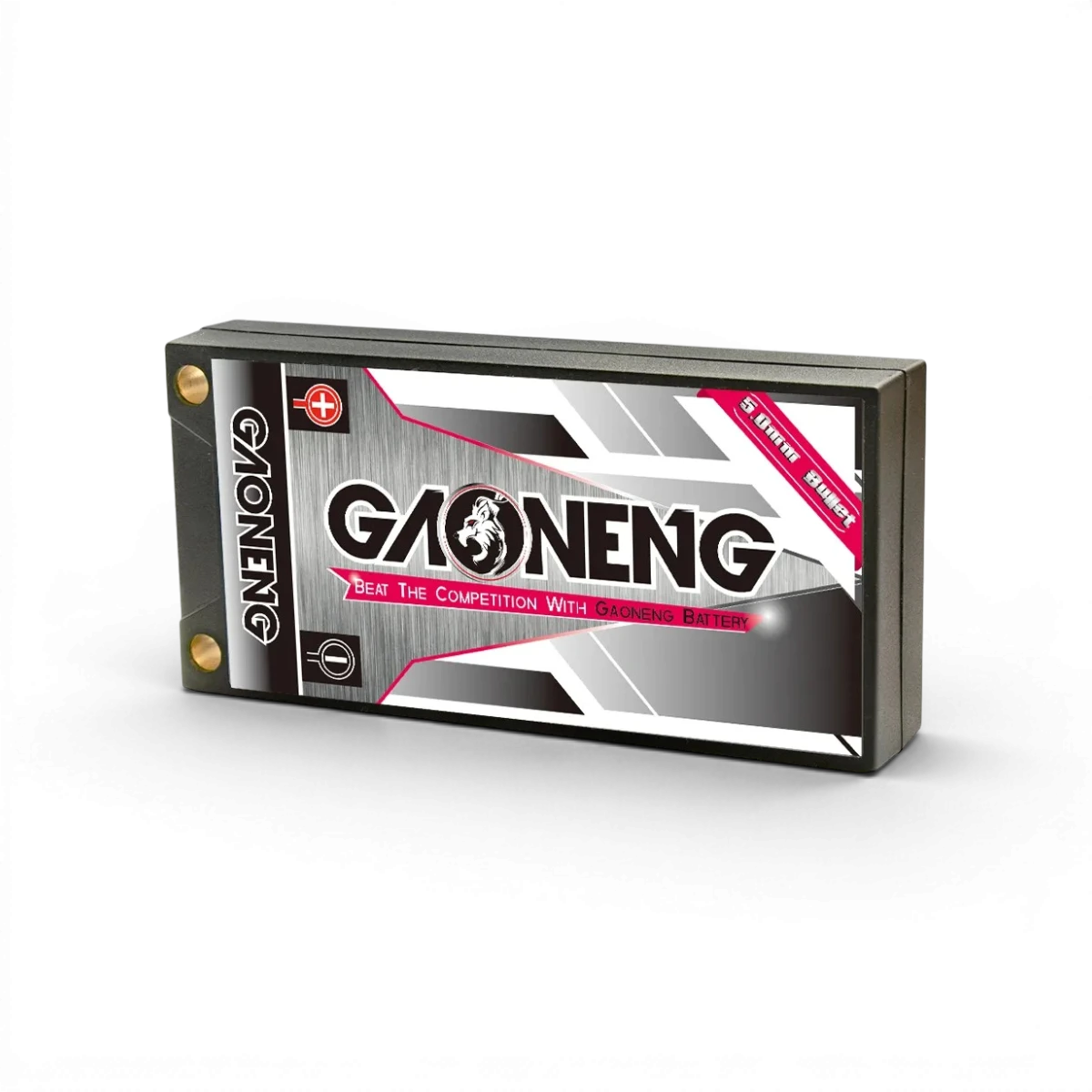 Batterie Lipo LiHV 7,6V 4600mAh 140C Gaoneng pour électronique, format court, vue de face avec connecteurs visibles.