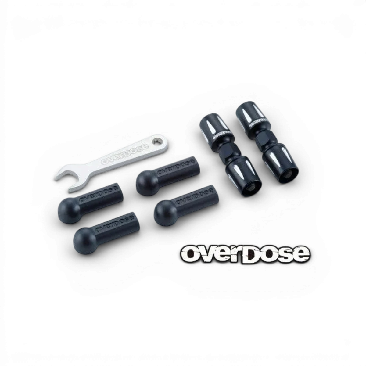 Biellette de renvois Overdose pour pièces détachées, composant mécanique avec fixation métallique, vue de face.