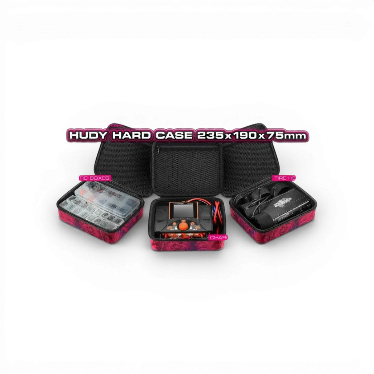 Boîte rigide Hudy de 235x190x75mm, accessoire de rangement robuste pour outils ou petits objets, fabriquée par Hudy.