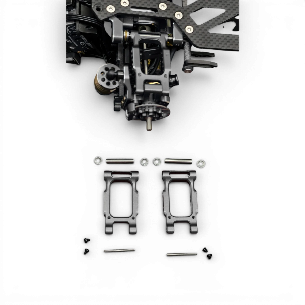 Bras arrière inférieurs SR Series H-Arms de RhinoRacing, pièce de suspension pour véhicule de course, en métal noir.