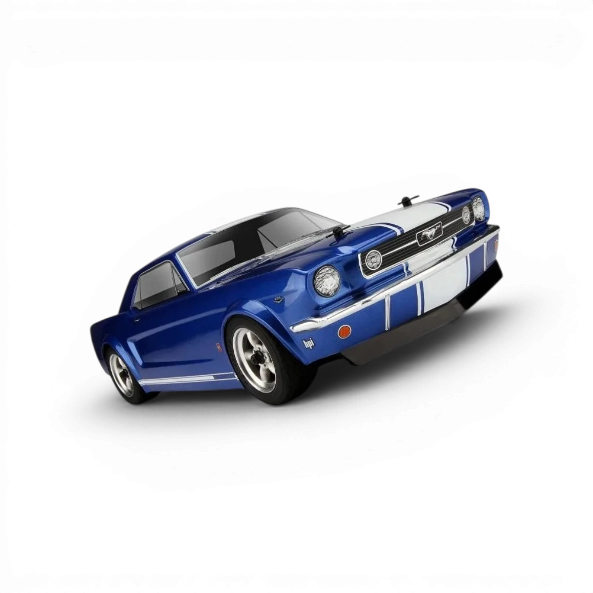 Carrosserie Mustang 1966 GT HPI pour voiture RC, design classique de muscle car, en plastique noir.