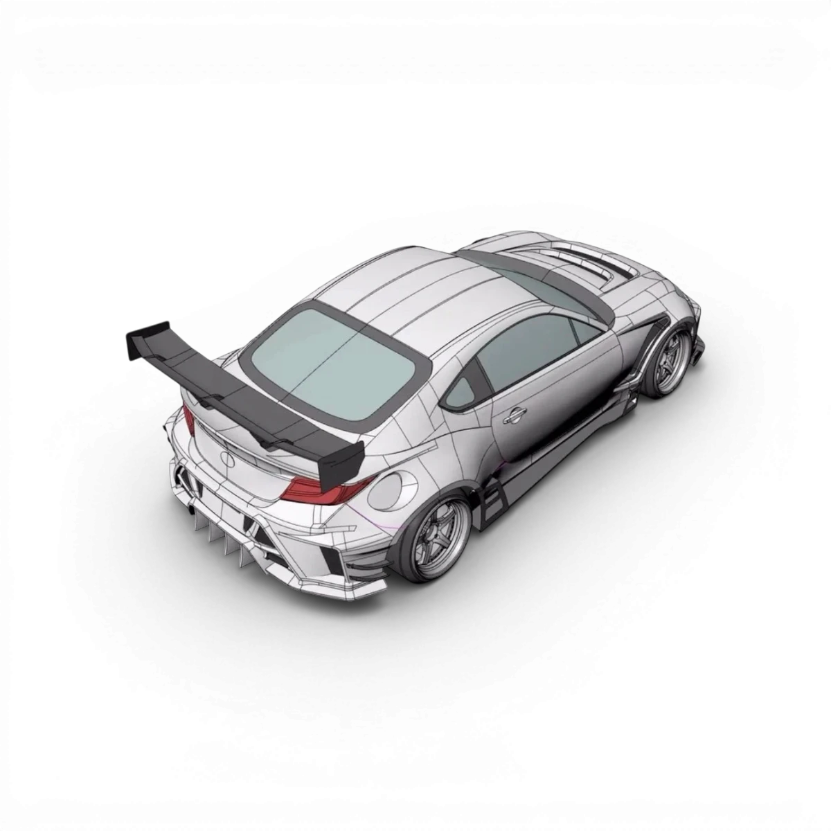 Carrosserie Toyota GR86 Naoki Nakamura Street Ver pour voiture RC, modèle d'Addiction RC Design, vue de face avec détails de la carrosserie