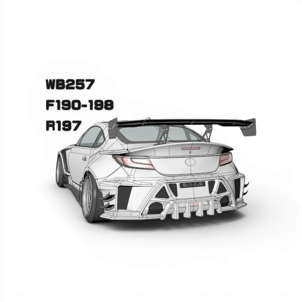 Carrosserie Toyota GR86 Naoki Nakamura Street Ver pour voiture RC, design détaillé par Addiction RC Design, vue de face.