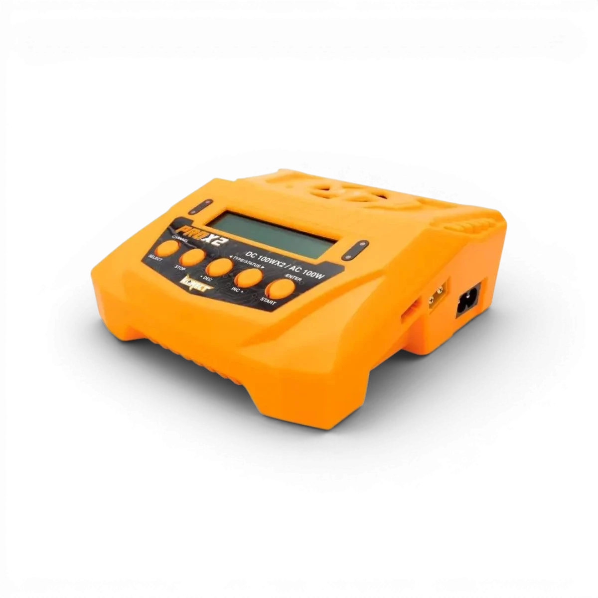 Chargeur électronique Konect 200W Pro X2 avec deux sorties de 100W, design compact et puissant pour recharge rapide.