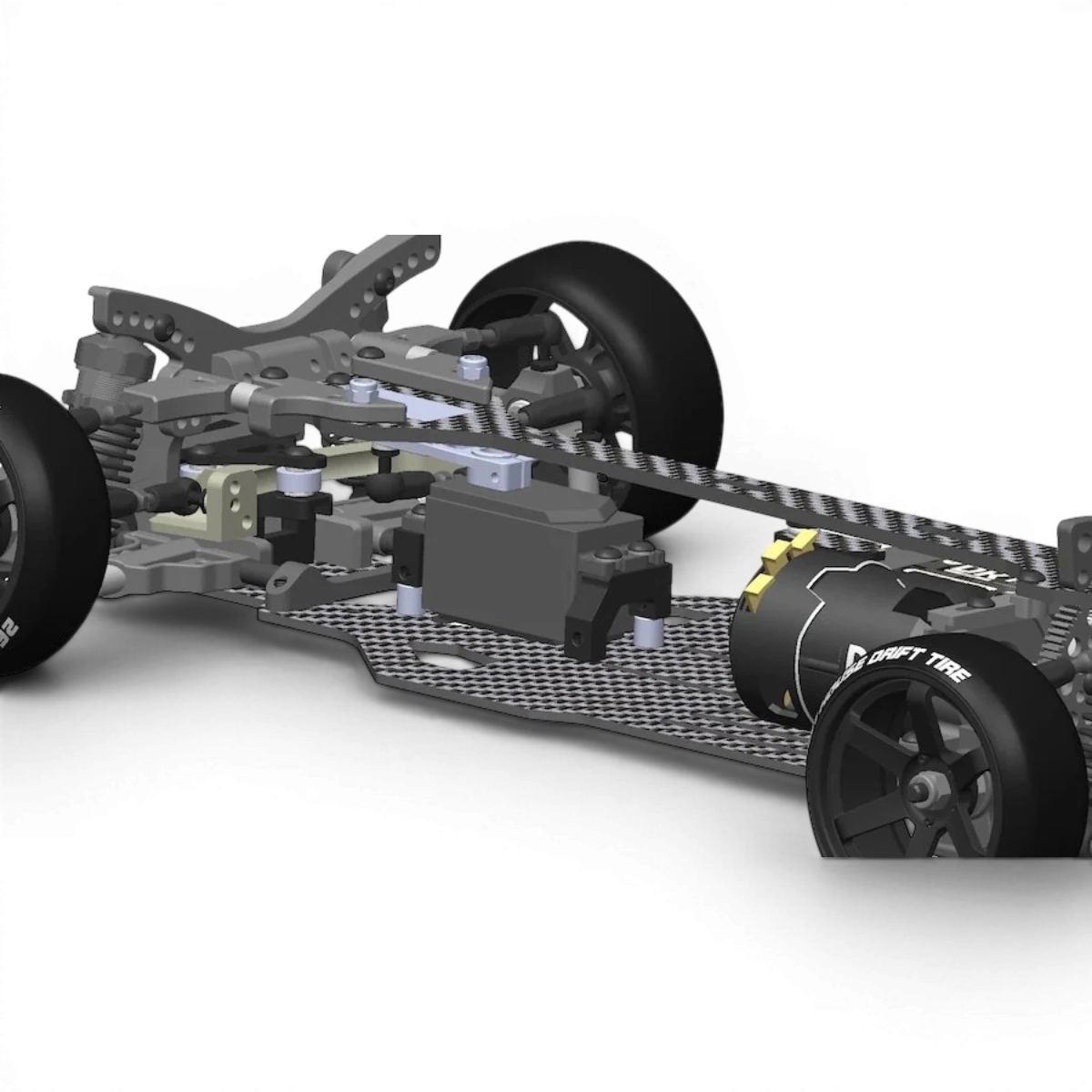 Châssis de conversion compétition GS2EVO SHIBATA, pièce détachée pour véhicules de course, en métal noir avec composants techniques visibles.