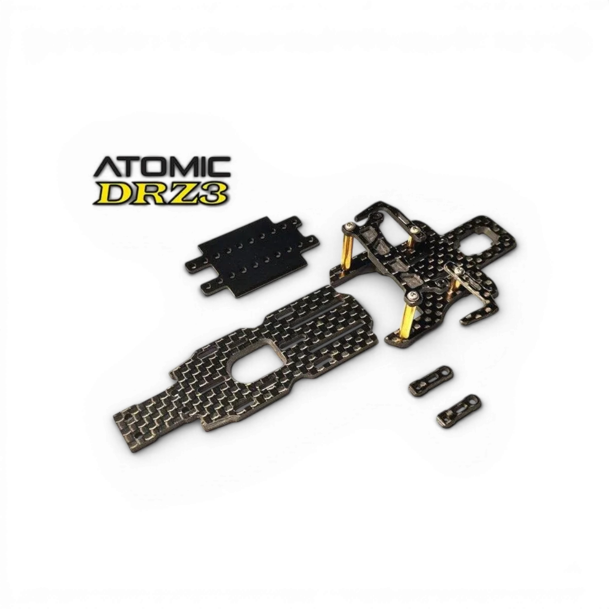 Châssis étroit en carbone DRZ3 90-120mm pour modèle Atomic RC Mini, pièce détachée légère et résistante.