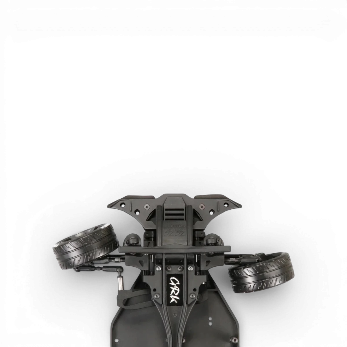 Châssis RC Drift GRK GS2 Modified de la marque SHIBATA, vue détaillée du châssis pour voiture radiocommandée.
