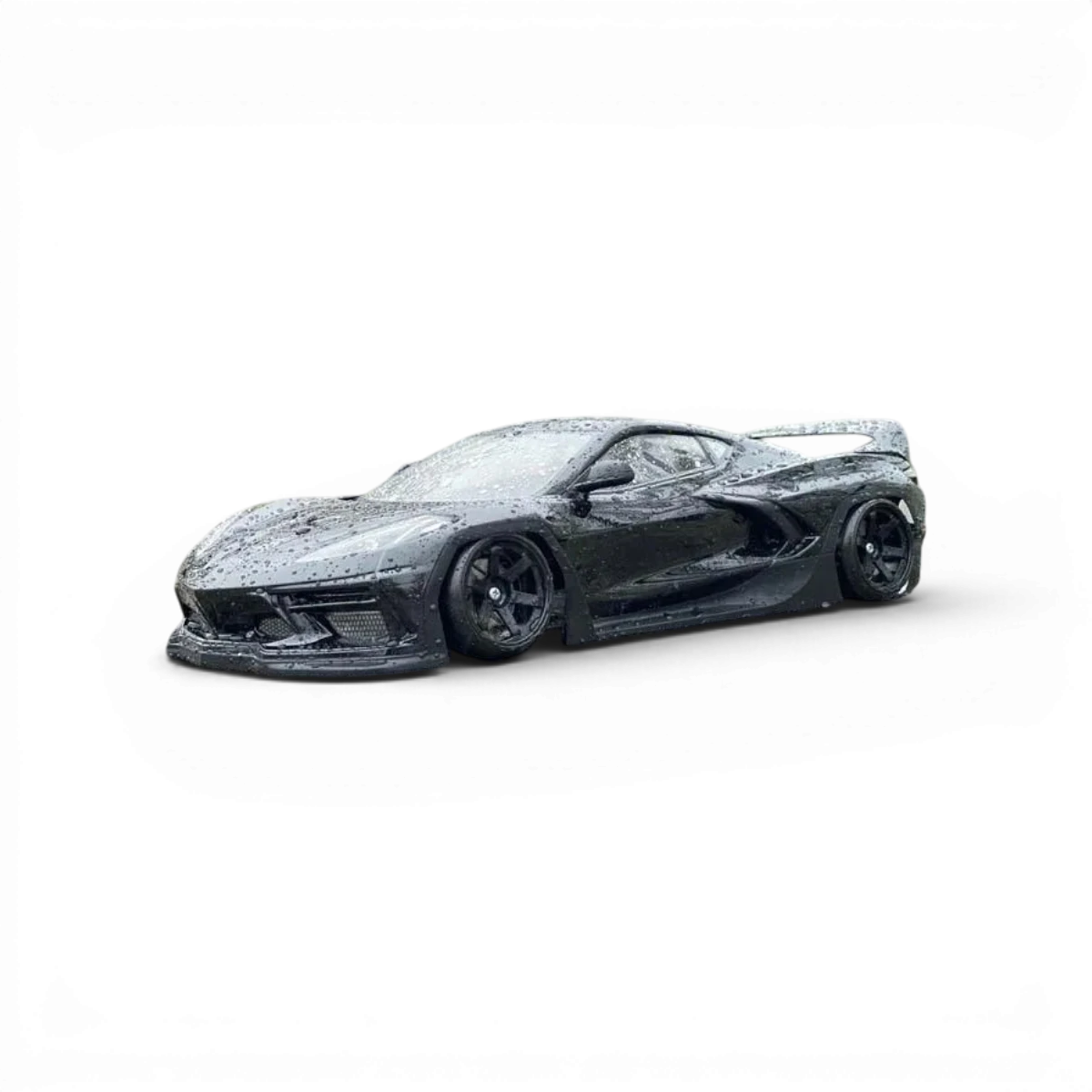 Corvette Chevrolet C8 tandem 260mm, carrosserie pour voiture RC, marque Addiction RC Design, vue de face sur fond blanc