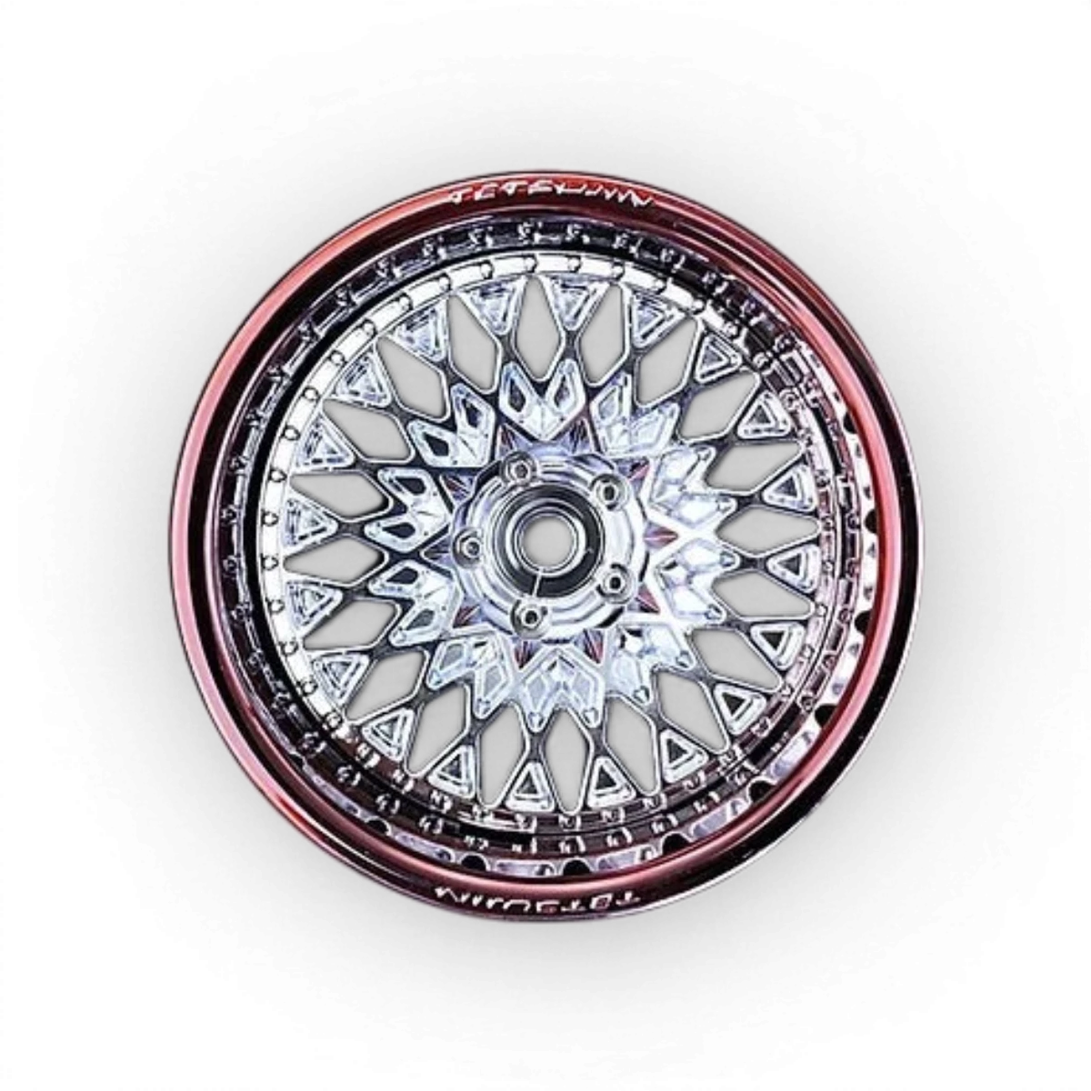 Ensemble de 2 roues Tetsujin avec cercles en bronze chromé et centres GranSeeker en chrome, pour véhicules automobiles.