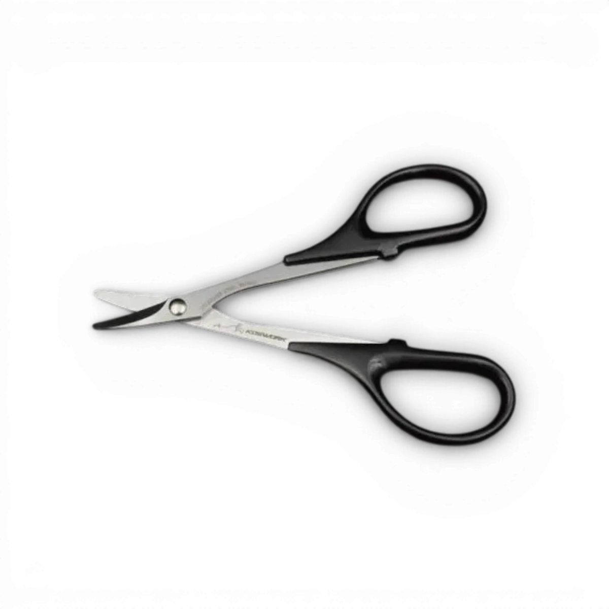 Ciseaux courbes spécialisés pour Lexan, accessoires de coupe de la marque Koswork, avec lames tranchantes et poignée ergonomique.