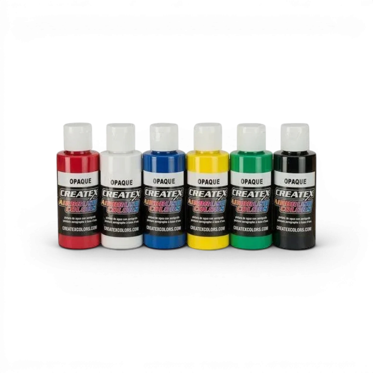 Peinture opaque classique noire de la marque Createx Colors, flacon de peinture noir avec étiquette visible.