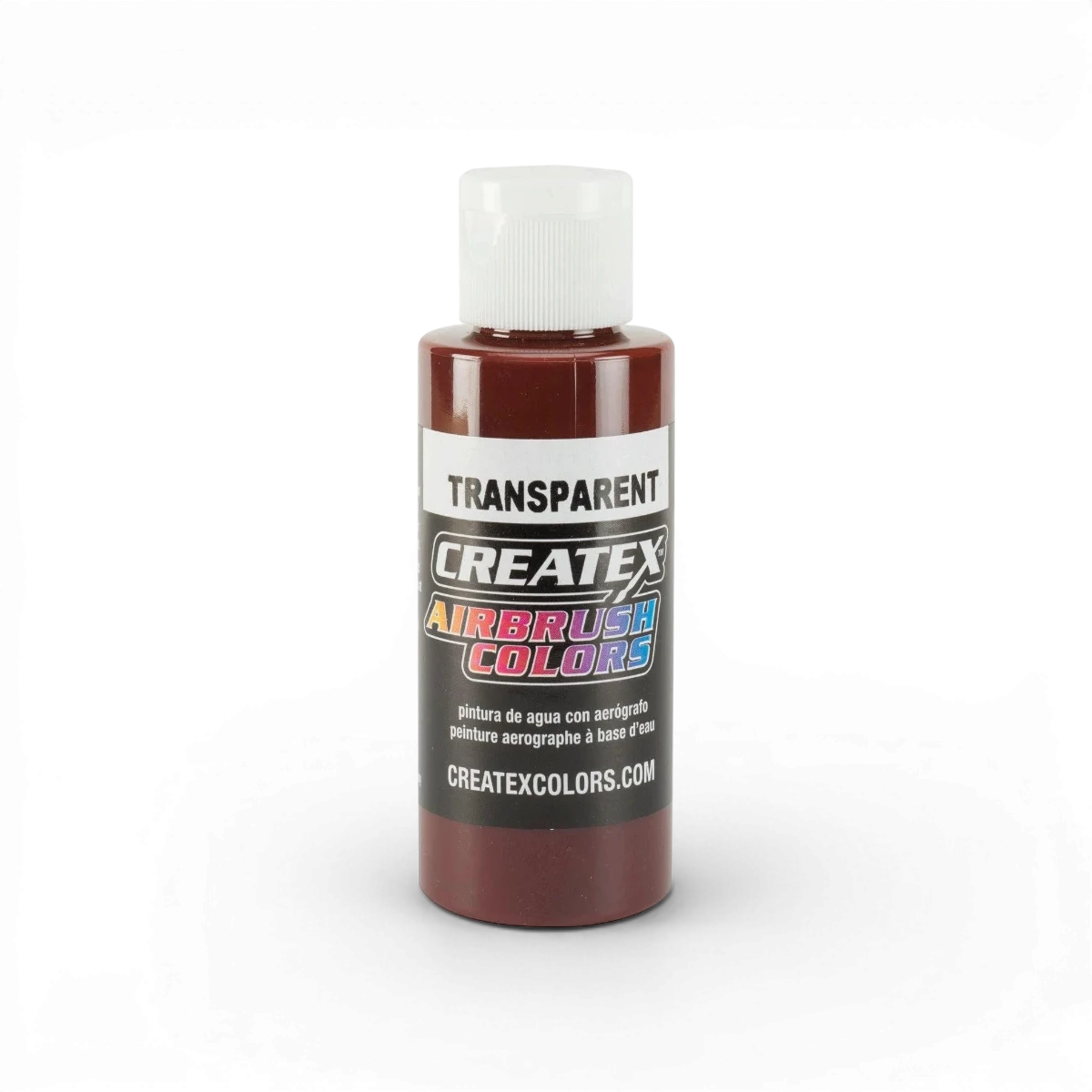 Peinture acrylique transparente Classic Rouge Oxyde de Createx Colors, visible en pot avec étiquette colorée.