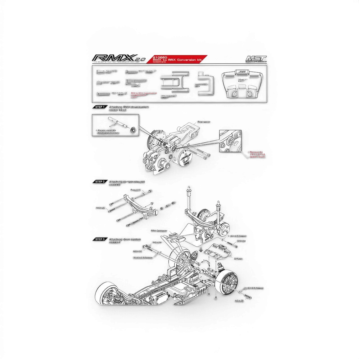 Pièces détachées Max Speed Technology Conversion RRX pour RMX, composant mécanique pour vélo.