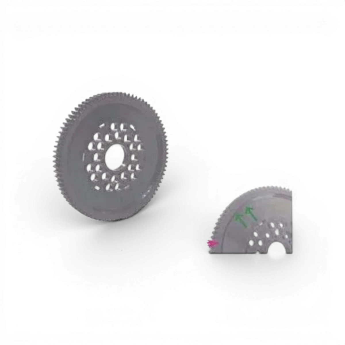 Couronne Topline de 74 dents, 48 dents par pouce, pièce détachée pour vélo ou motocyclette, vue en gros plan