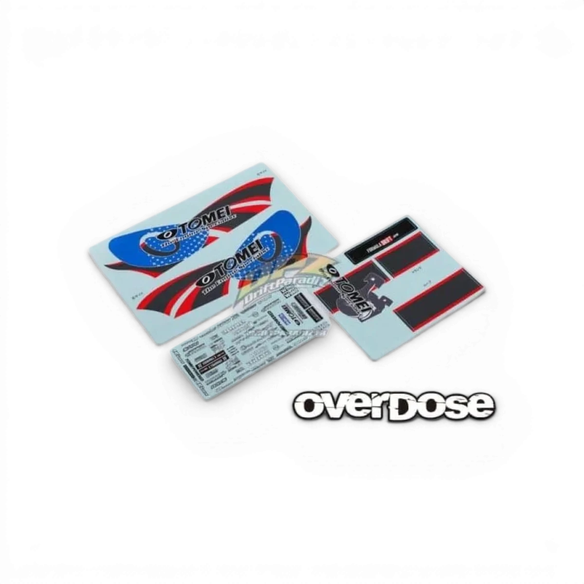 Décoration autocolante TOMEI POWERouge Overdose pour accessoires de voiture, motif en rouge avec logo TOMEI.