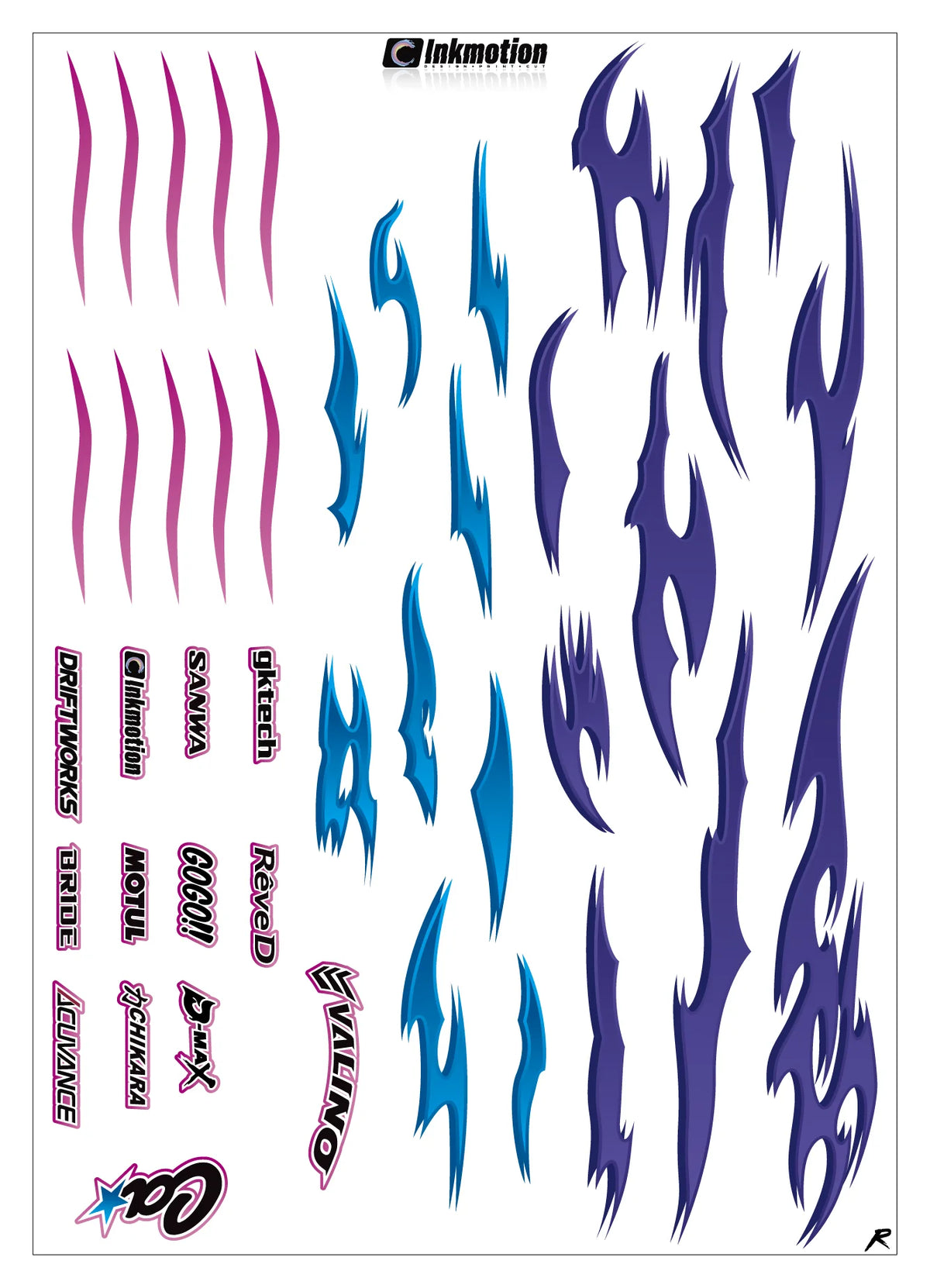 Décoration autocollante complète pour chauffage en violet et bleu, design coloré et moderne d'Inkmotion.