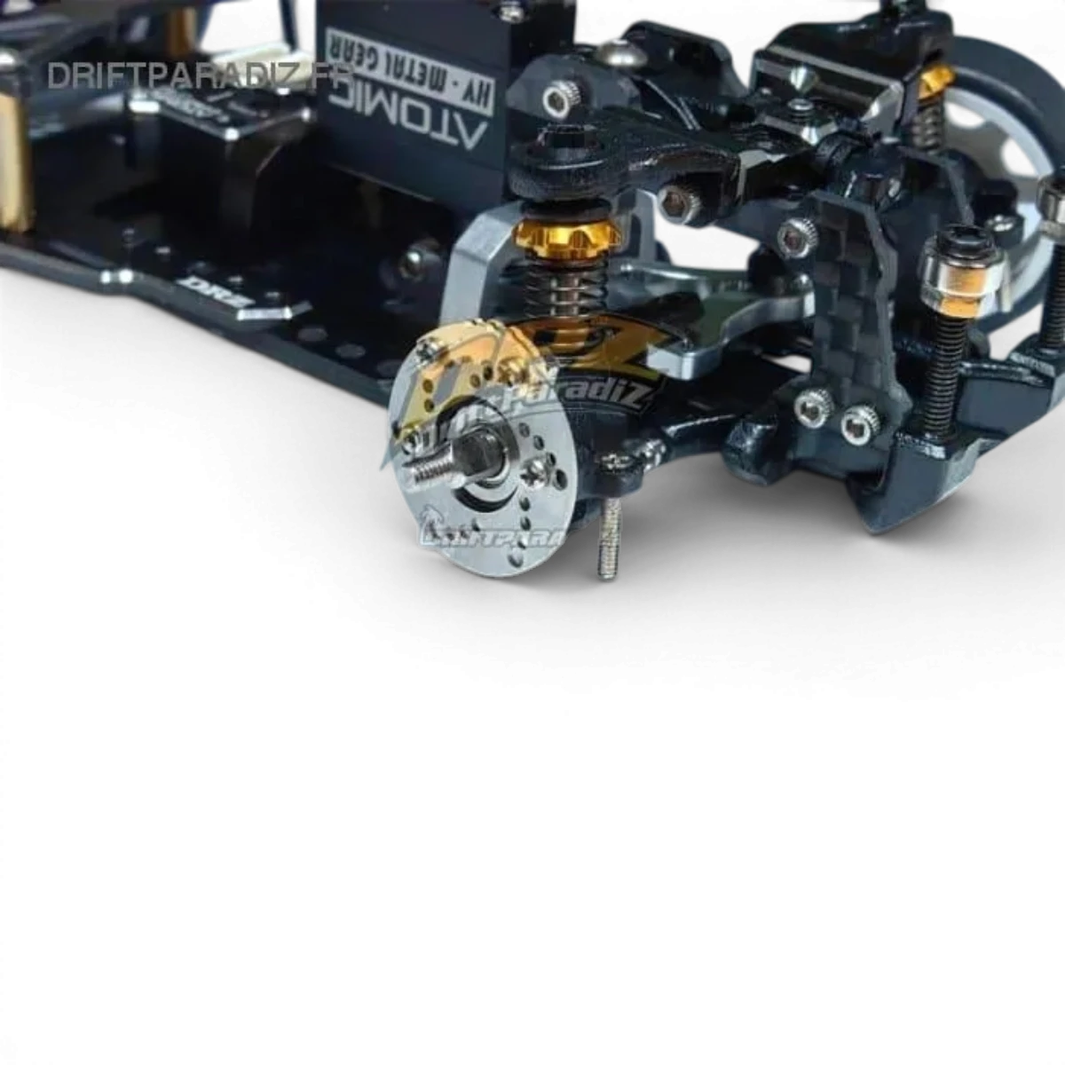 Disques de frein factices DRZ3 de la marque Atomic RC Mini, pièces détachées pour modèles réduits, vue en gros plan.