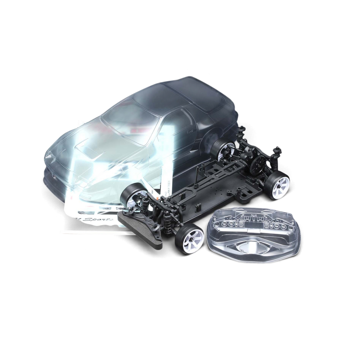Kit RC Drift RD2.0 avec Mazda RX-7 FC3S BN Sports et roues, modèle de voiture télécommandée de la marque Team Yokomo.