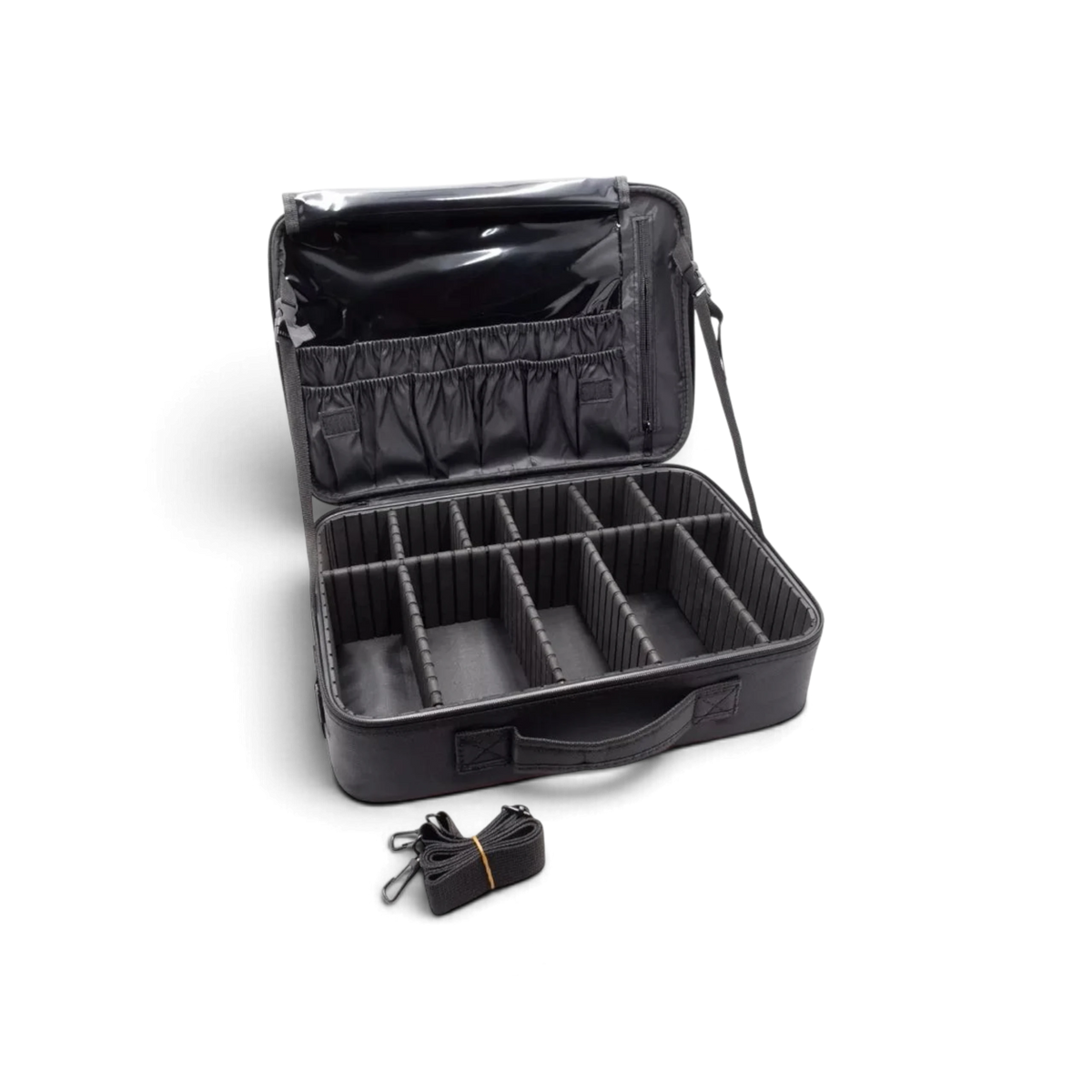 Sac de rangement modulable noir HOBBYTECH, accessoires de 40x28x14 cm, avec compartiments pour organisation pratique.