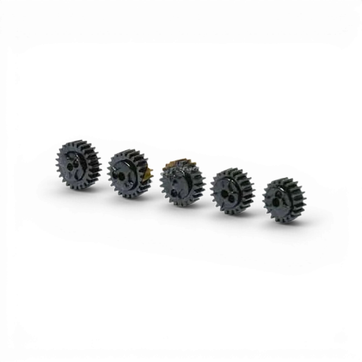 Ensemble de pignons DRZ/DRZV2 de 20-24T pour pièces détachées Atomic RC Mini, montrant les pignons en détail.
