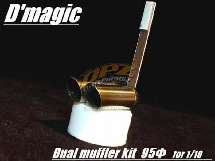 Échappements doubles D-magic JP pour customisation, modèle 95, avec finition en acier inoxydable.