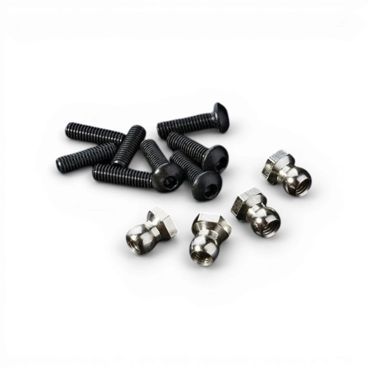 Ecrous rotules 4.8 avec vis de la marque Max Speed Technology, pièces détachées pour suspension ou direction.