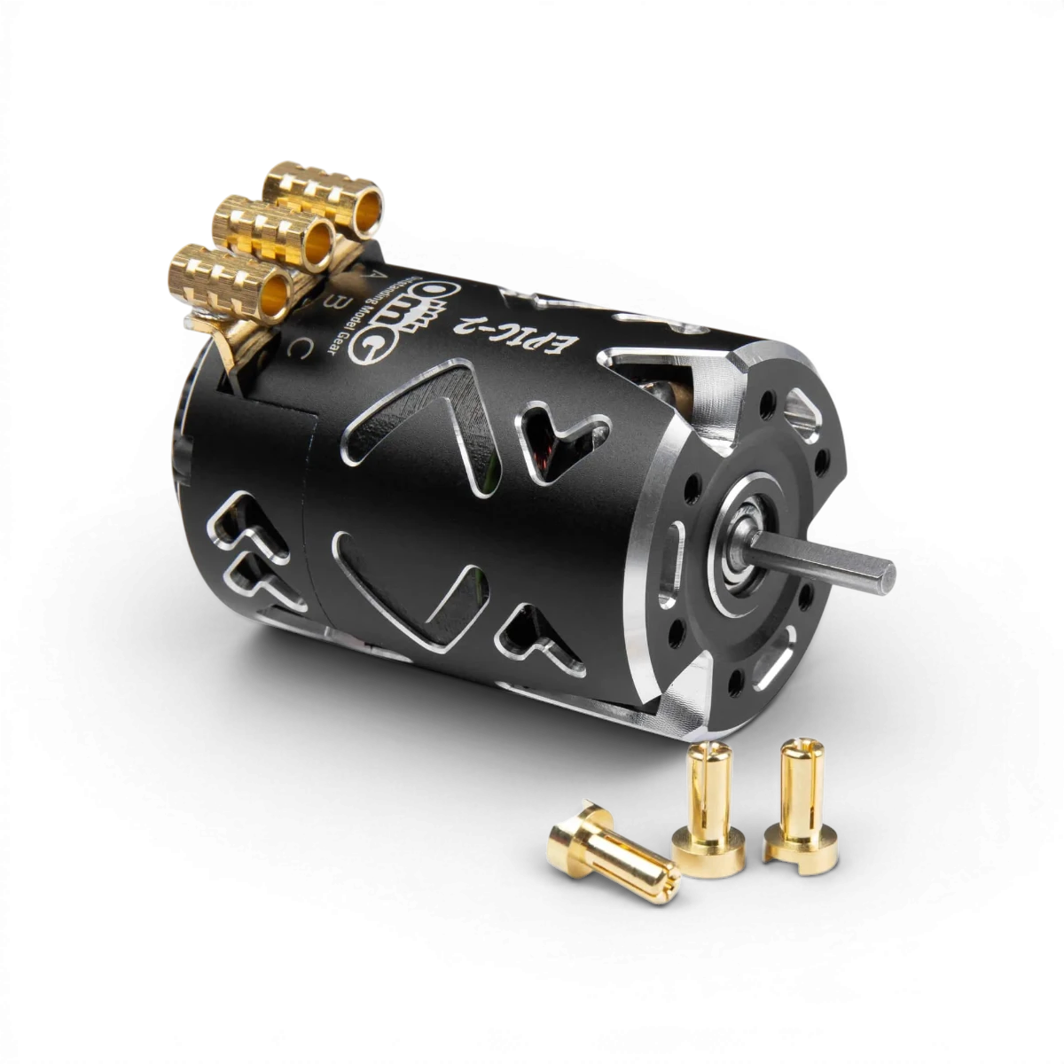 Moteur brushless sensored EPIC-2 10.5T de la marque OMG, rouge, pour véhicules électroniques RC, vue de face.