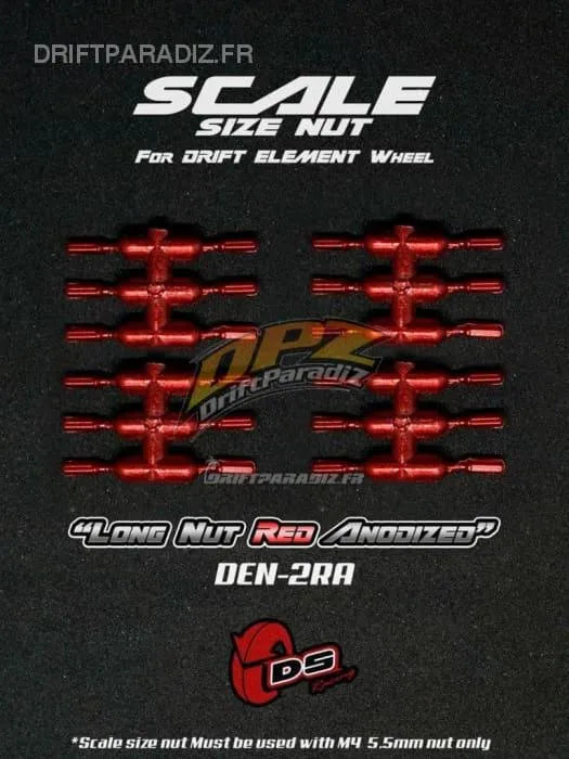 Goujons faux longs rouges anodisés chrome pour jantes DS Racing, accessoires pour roues de voiture.